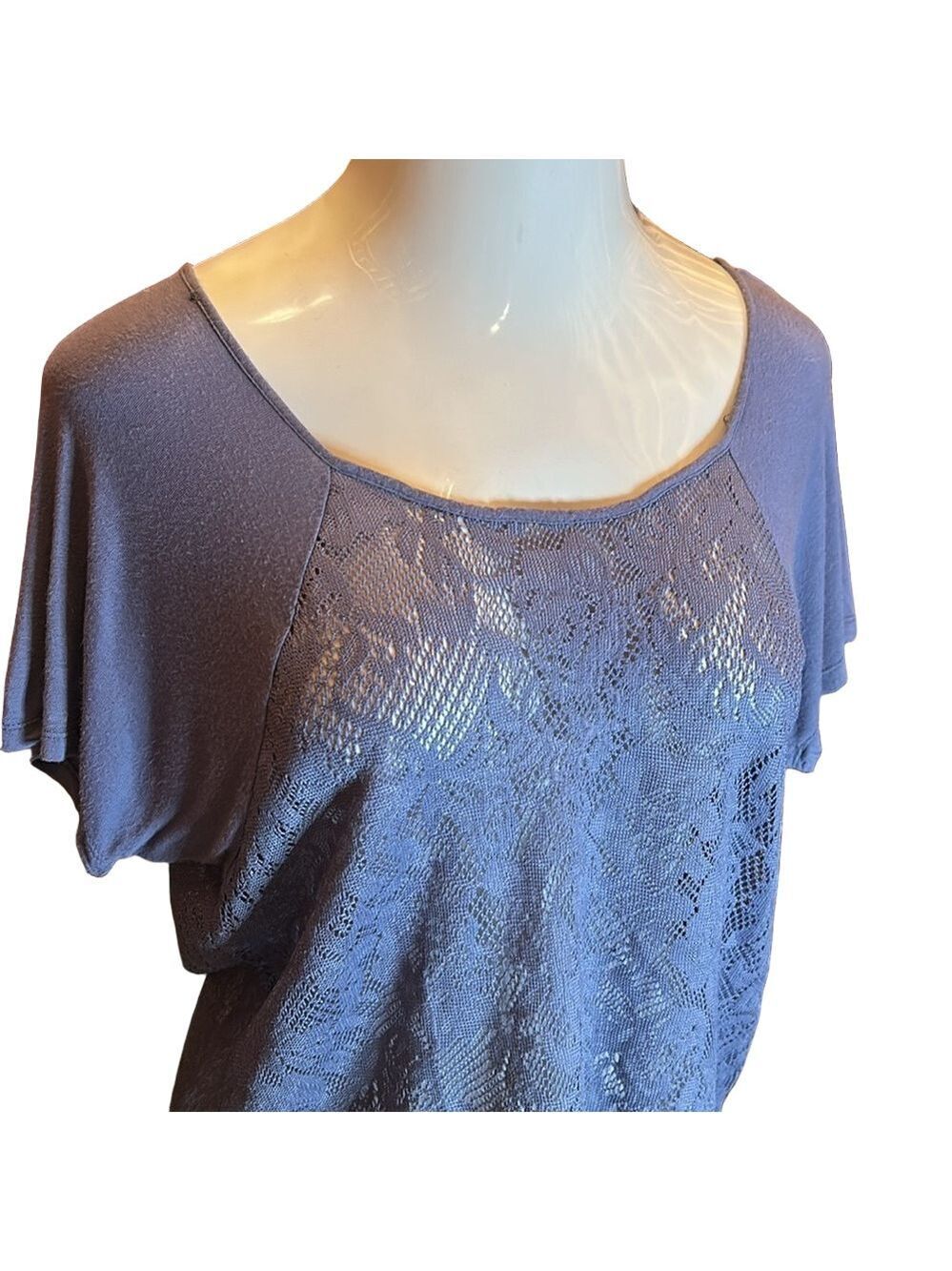 HEARTS Lavender Purple Lace Bodice Tee Size M - Picture 4 of 8